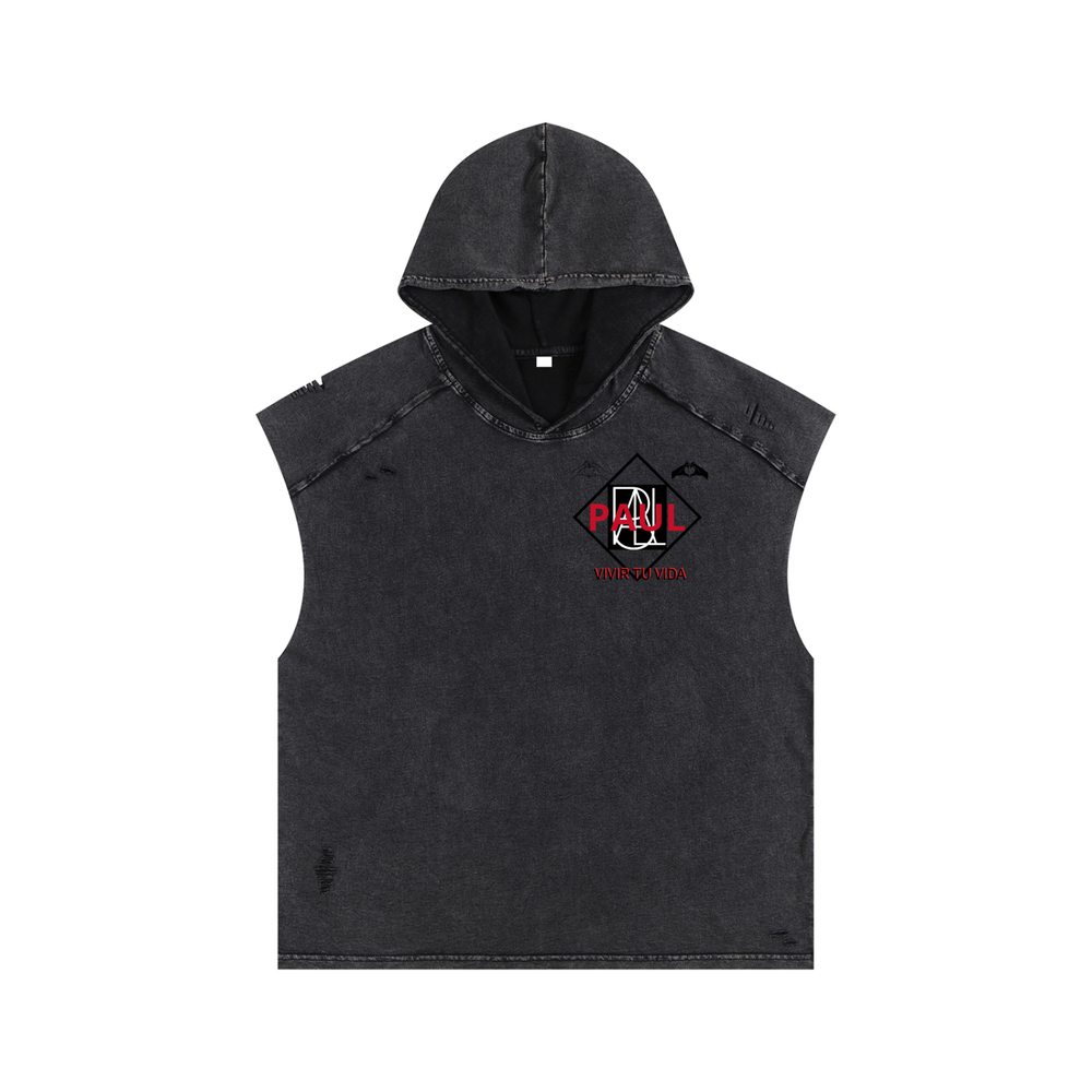 Snow Washed Boxy Hooded Tank Top