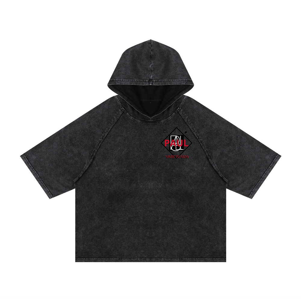 Snow Washed Hooded Boxy T-Shirt